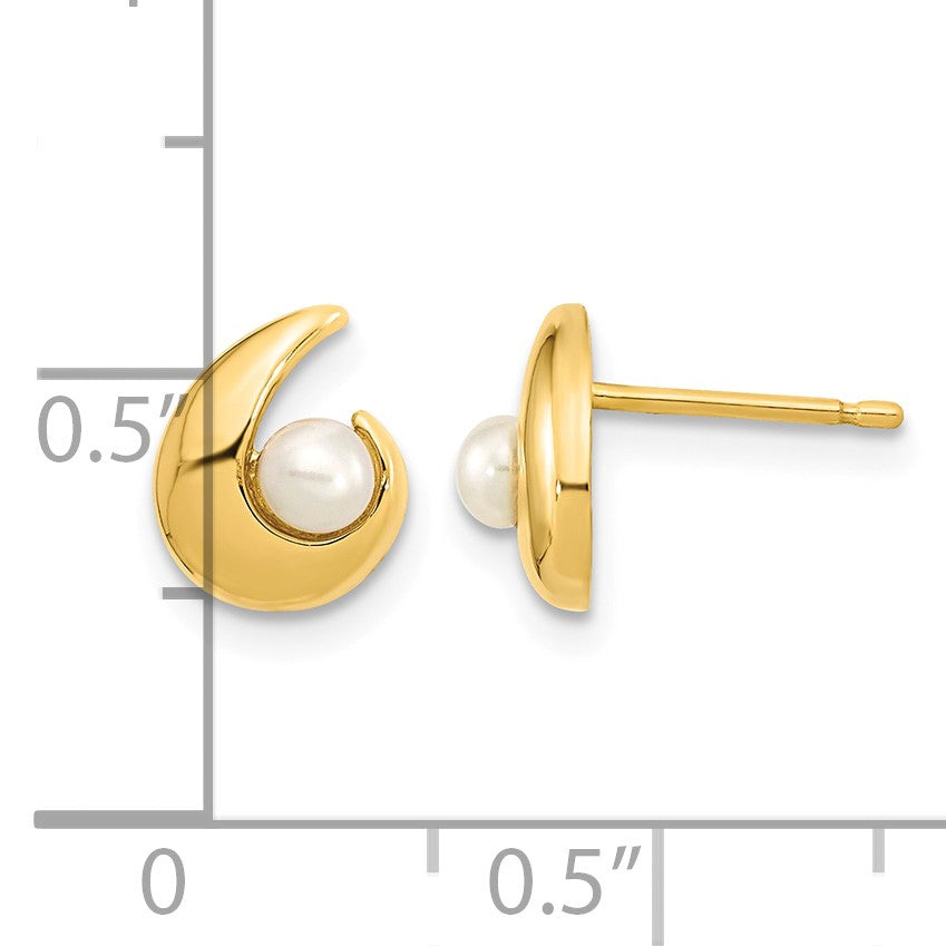 14K Madi K Polished 3-3.5mm Button Freshwater Cultured Pearl Post Earrings