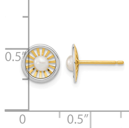 14K Two-tone Madi K 3-3.5mm Freshwater Cultured Pearl Post Earrings