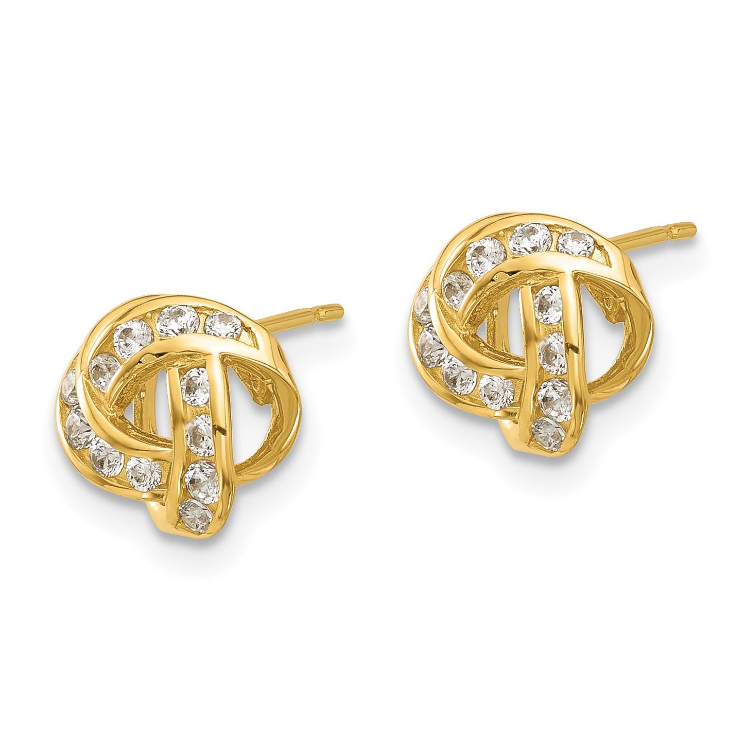 14k Madi K Polished CZ Love Knot Childrens Post Earrings