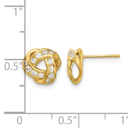 14k Madi K Polished CZ Love Knot Childrens Post Earrings
