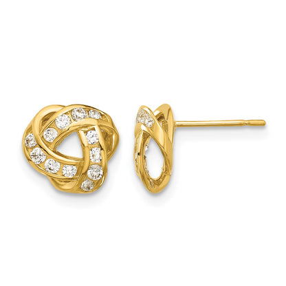 14k Madi K Polished CZ Love Knot Childrens Post Earrings