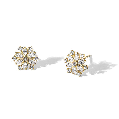 14k Madi K Polished CZ Snowflake Childrens Post Earrings