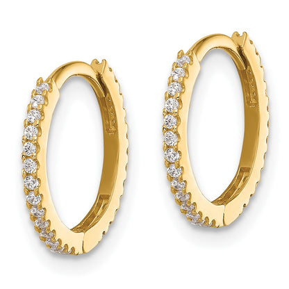 14k Madi K Polished CZ 1.25mm Hinged Huggie Hoop Earrings