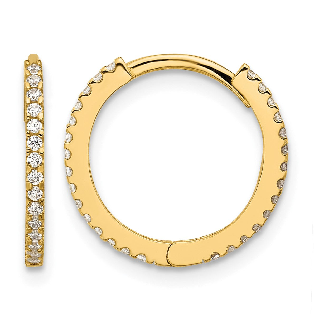 14k Madi K Polished CZ 1.25x15mm Hinged Hoop Earrings