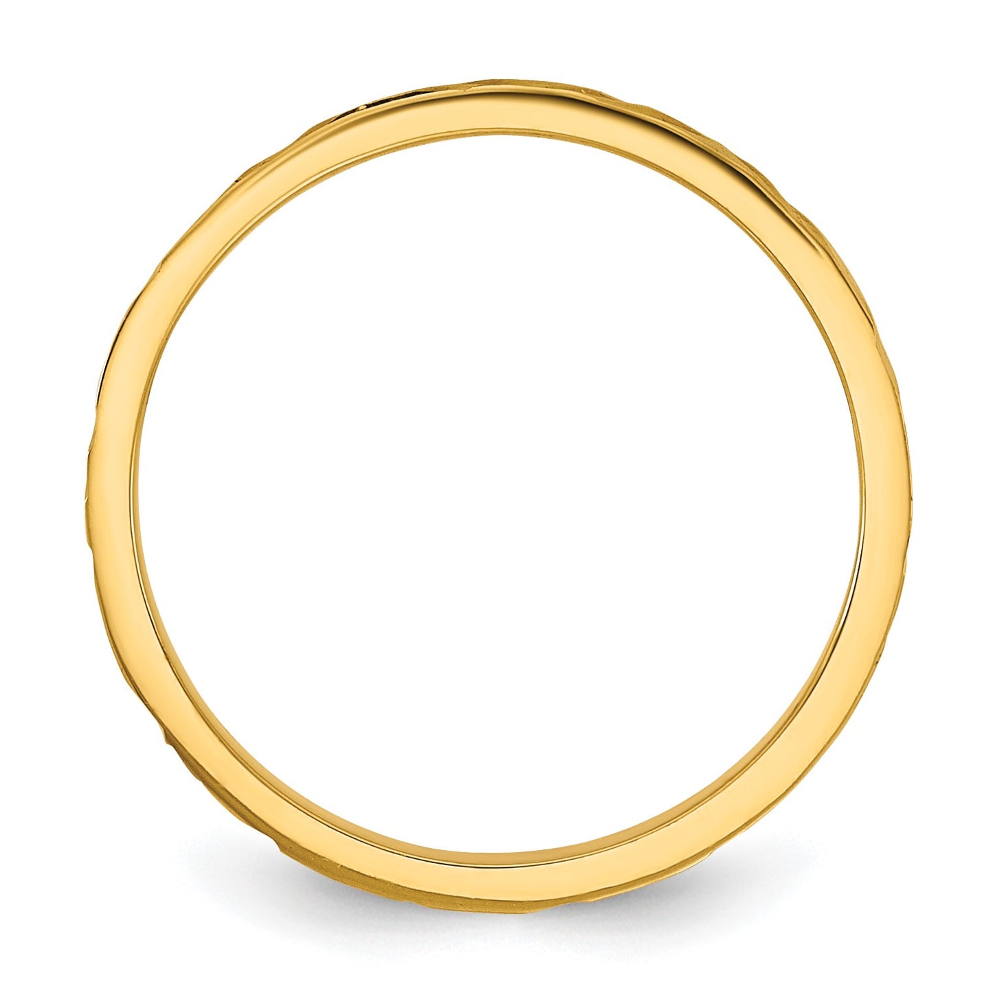 14K Madi K Diamond-cut Zig-Zag Design 2mm Flat Band Size 3 Baby / Children's Ring