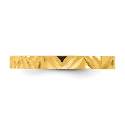 14K Madi K Diamond-cut Zig-Zag Design 2mm Flat Band Size 3 Baby / Children's Ring