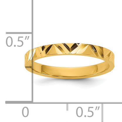 14K Madi K Diamond-cut Zig-Zag Design 2mm Flat Band Size 3 Baby / Children's Ring