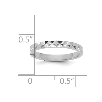 14K White Gold Madi K Diamond-cut Design 2mm Flat Band Size 3 Baby / Children's Ring