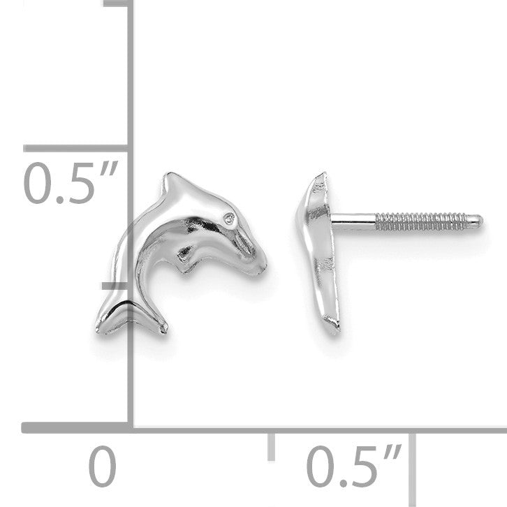14K White Gold Madi K Small Dolphin Childrens Post Earrings