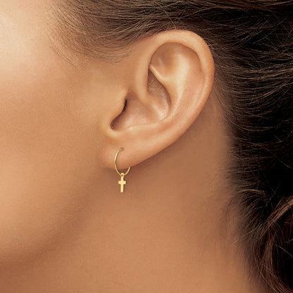 14k Madi K Endless Hoop with Small Cross Dangle Childrens Earrings