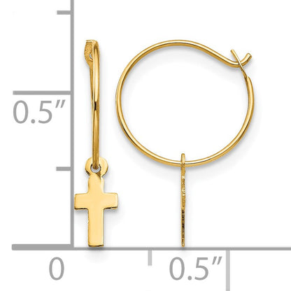 14k Madi K Endless Hoop with Small Cross Dangle Childrens Earrings