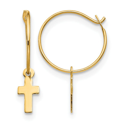 14k Madi K Endless Hoop with Small Cross Dangle Childrens Earrings