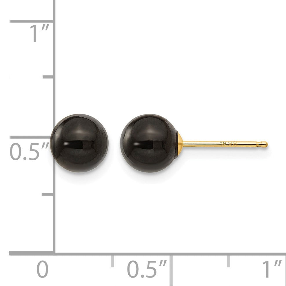 14k Madi K 6.00mm Onyx Bead Earrings