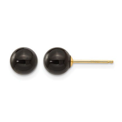 14k Madi K 6.00mm Onyx Bead Earrings