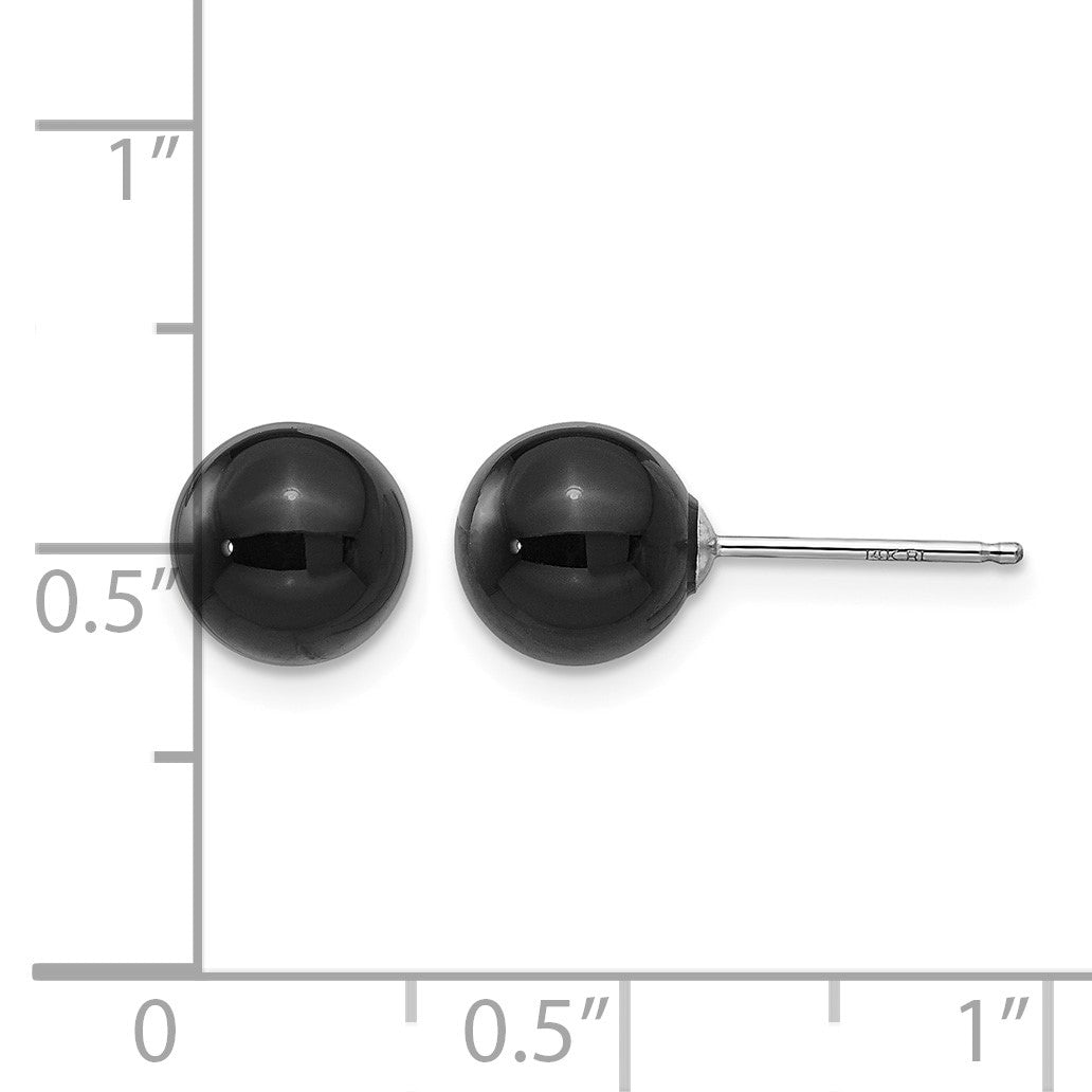 14k White Gold Madi K 7.00mm Onyx Bead Earrings