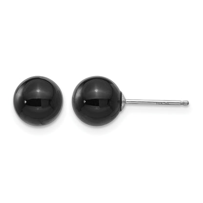 14k White Gold Madi K 7.00mm Onyx Bead Earrings