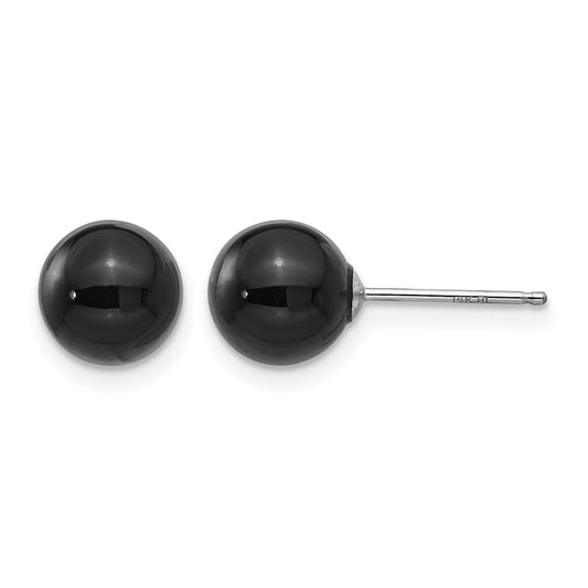 14k White Gold Madi K 7.00mm Onyx Bead Earrings