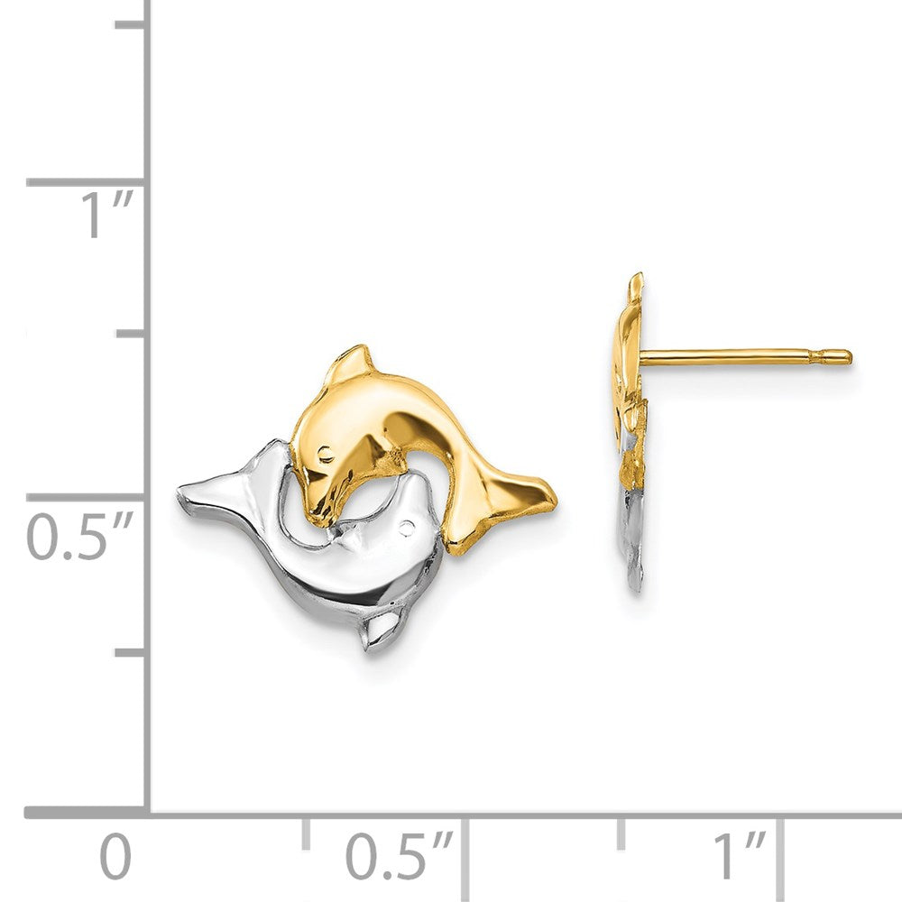 14k Madi K w/Rhodium Dolphin Post Earrings