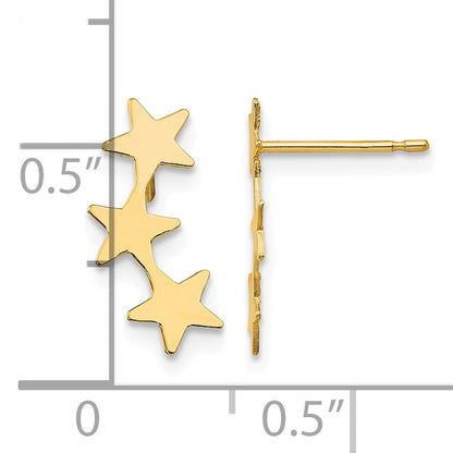 14k Madi K Polished 3-Star Childrens Post Earrings