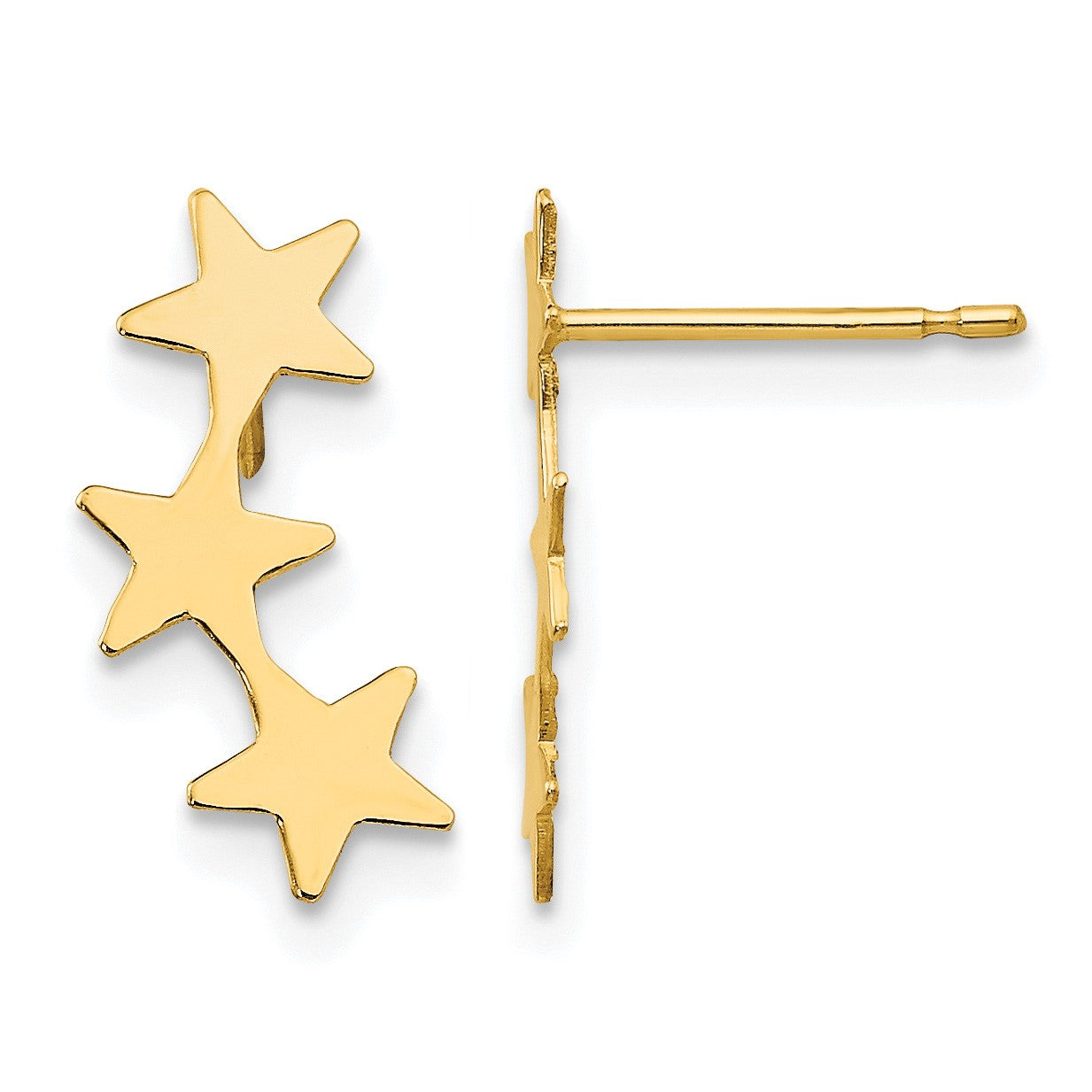 14k Madi K Polished 3-Star Childrens Post Earrings