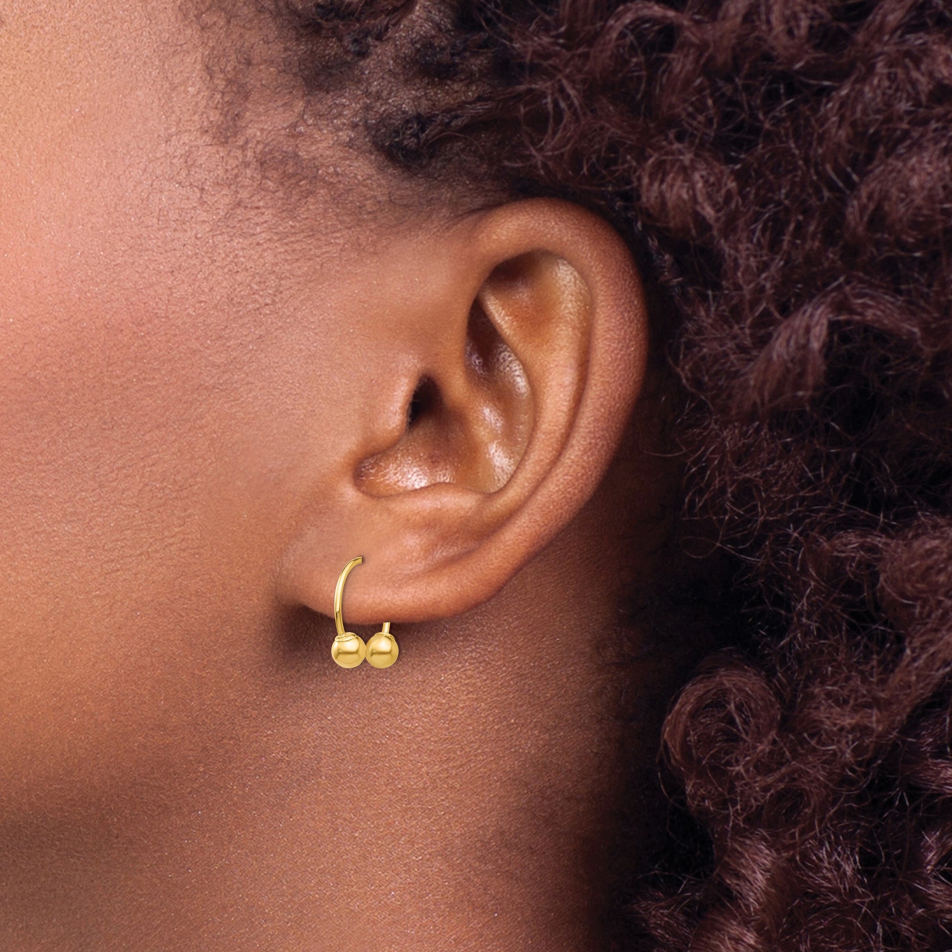 14k Madi K 12mm Half Hoop with 4mm Screw-on Bead Pair of Earrings