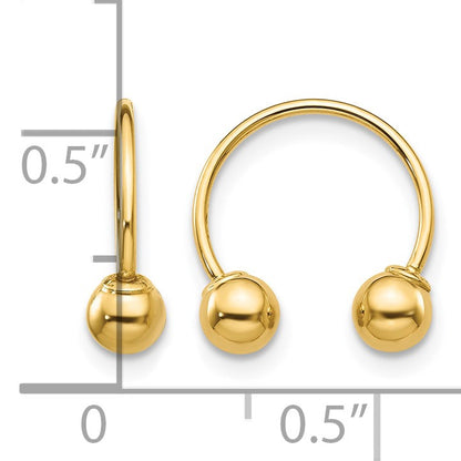 14k Madi K 12mm Half Hoop with 4mm Screw-on Bead Pair of Earrings