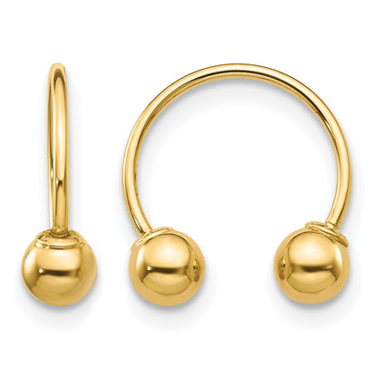 14k Madi K 12mm Half Hoop with 4mm Screw-on Bead Pair of Earrings