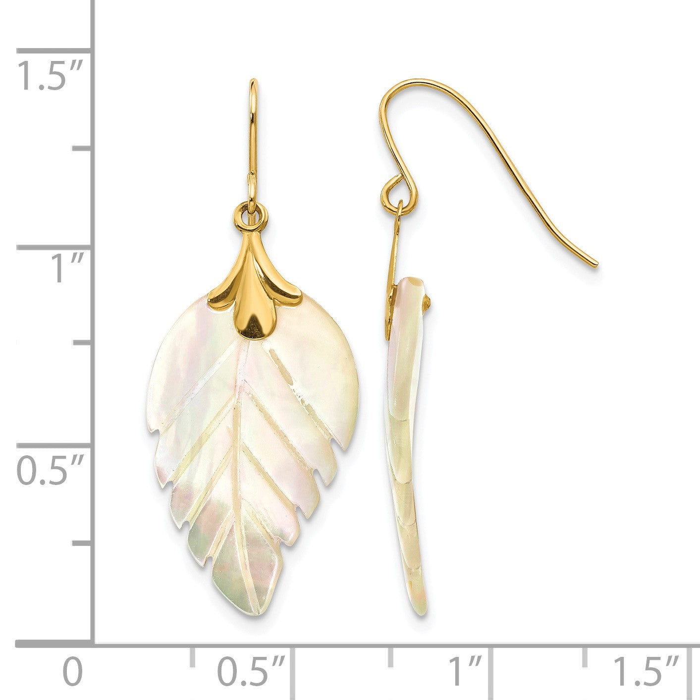 14k Madi K Mother of Pearl Leaf Dangle French Hook Earrings