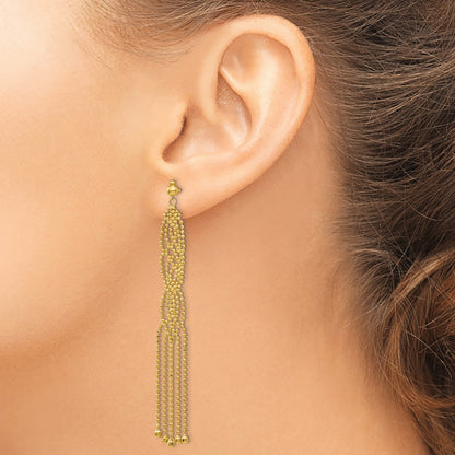 14K Fringe Beaded Chain Dangle French Hook Earrings