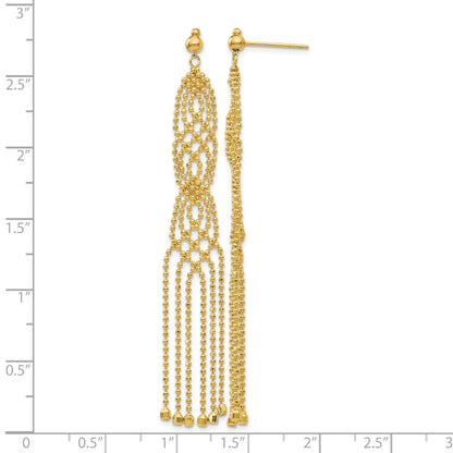 14K Fringe Beaded Chain Dangle French Hook Earrings