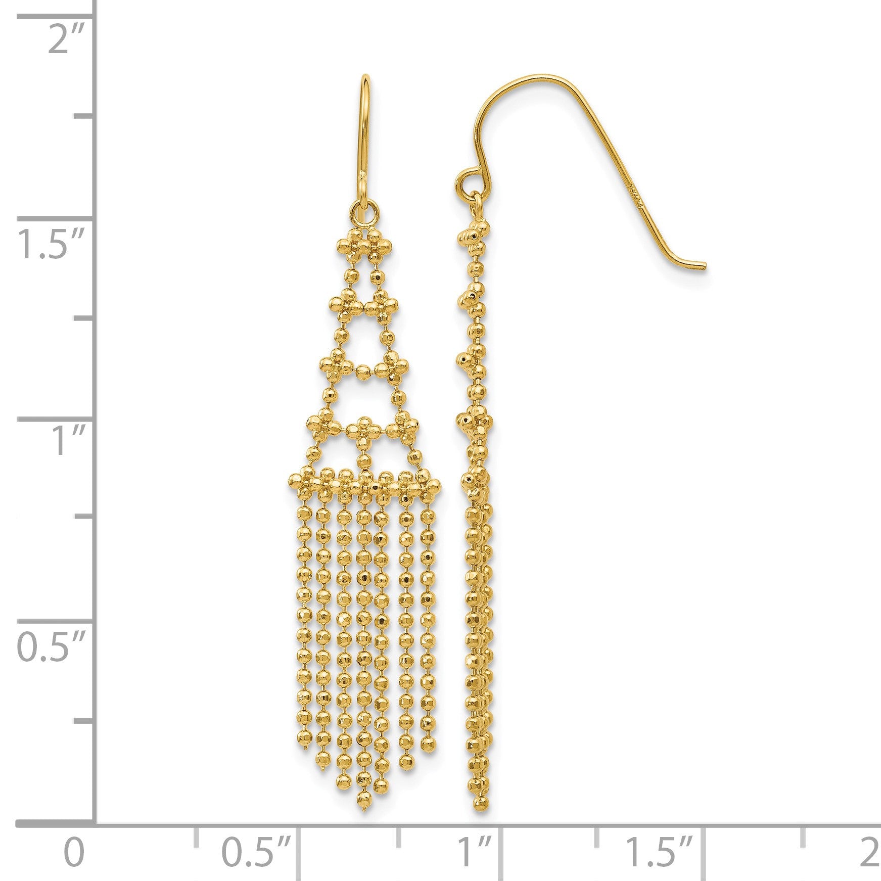 14K Fringe Beaded Dangle French Hook Earrings