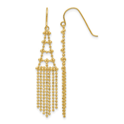 14K Fringe Beaded Dangle French Hook Earrings