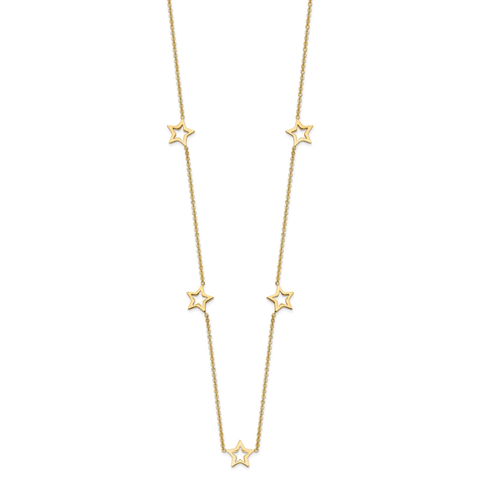 14K Open Stars 18 inch Necklace Plus 2 inch Extension