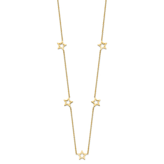 14K Open Stars 18 inch Necklace Plus 2 inch Extension
