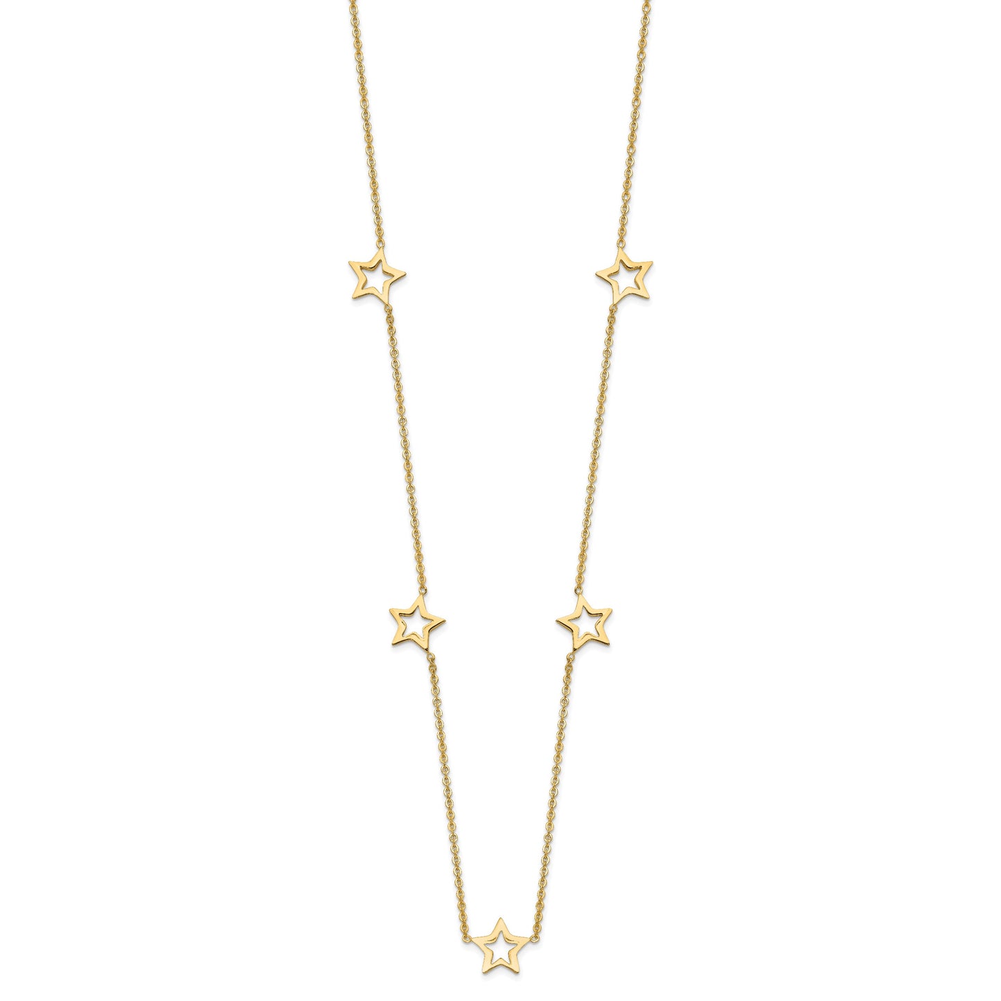 14K Open Stars 16 inch Necklace Plus 2 inch Extension