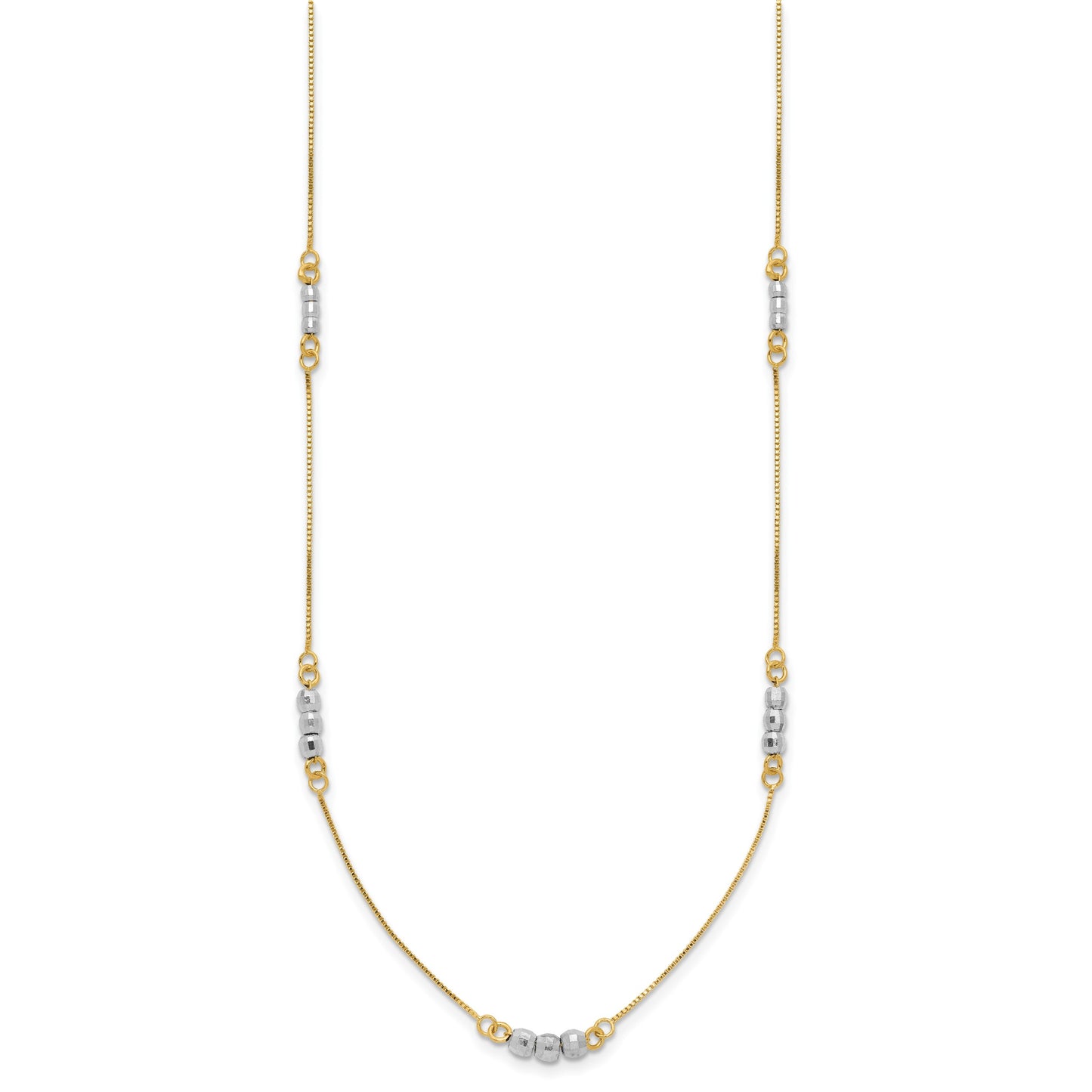14K Two-Tone Mirror Beaded 18 inch Station Necklace