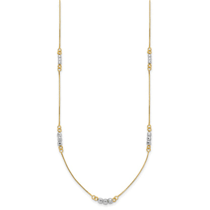 14K Two-Tone Mirror Beaded 18 inch Station Necklace