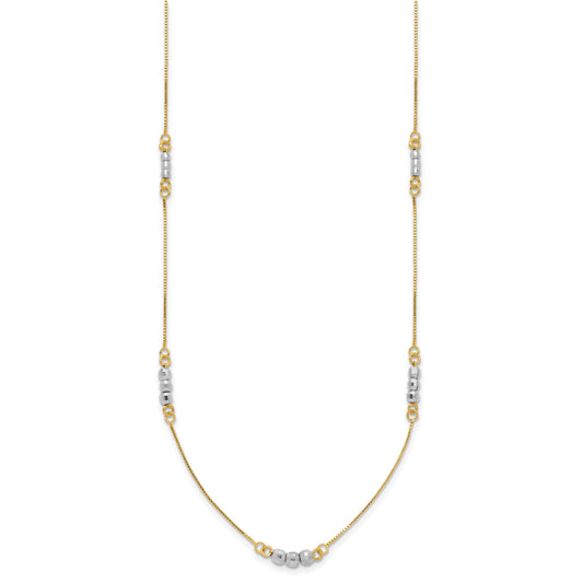 14K Two-Tone Mirror Beaded 18 inch Station Necklace