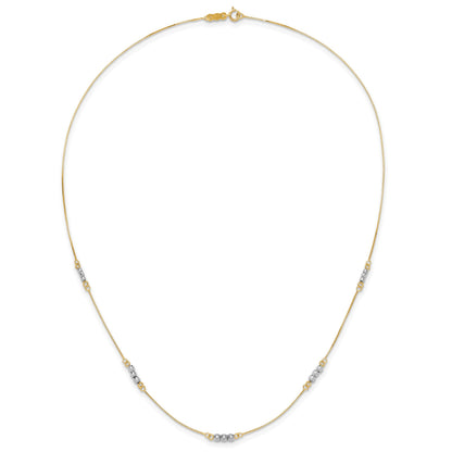 14K Two-Tone Mirror Beaded 18 inch Station Necklace