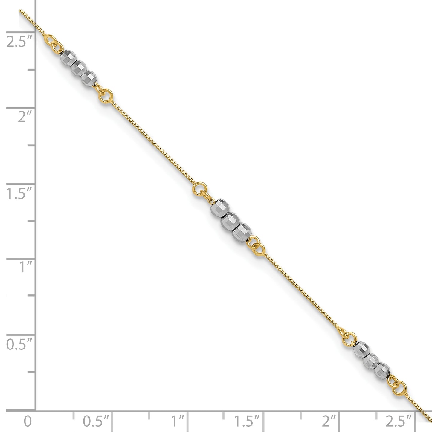 14K Two-Tone Mirror Beaded 7.25 inch Bracelet
