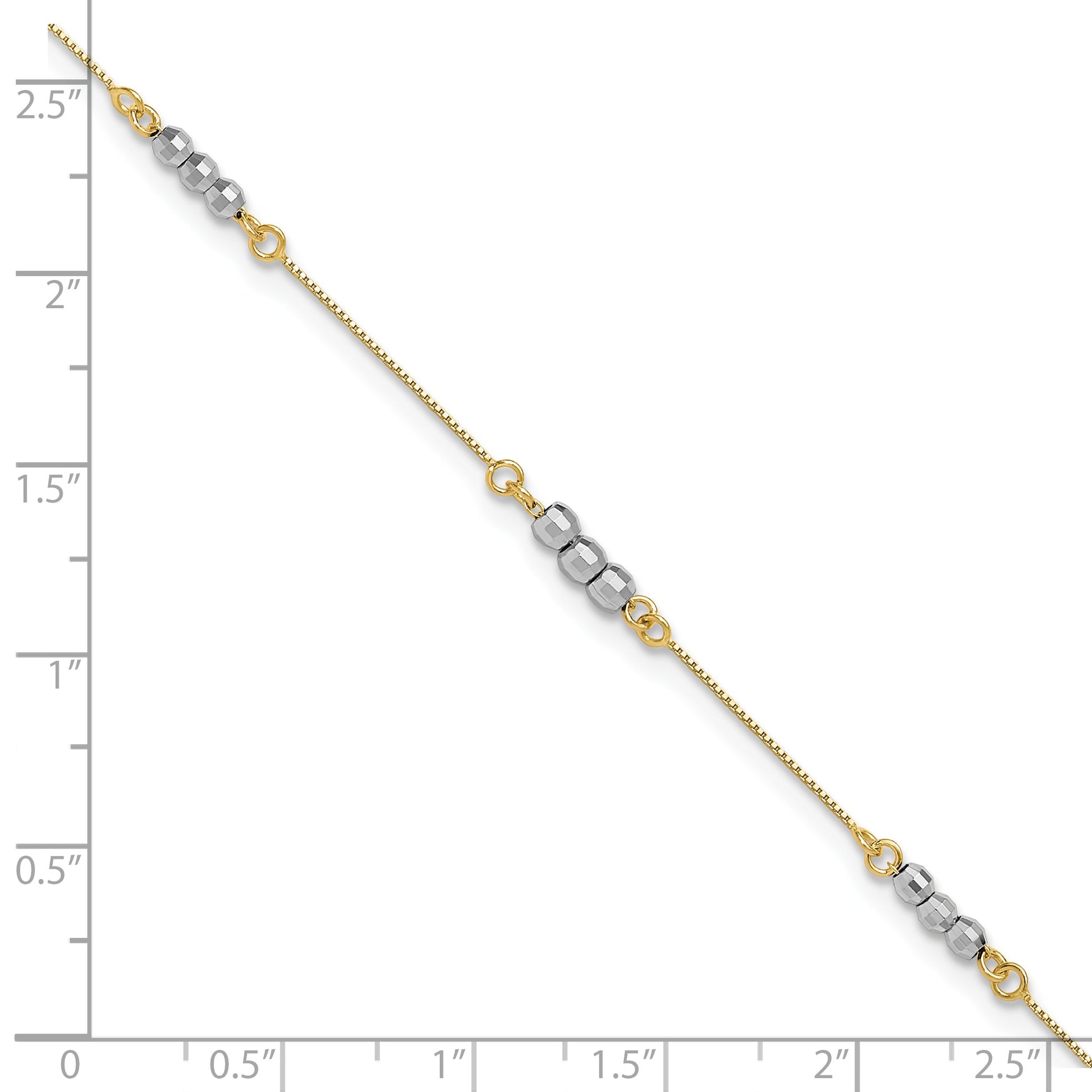 14K Two-Tone Mirror Beaded 7.25 inch Bracelet