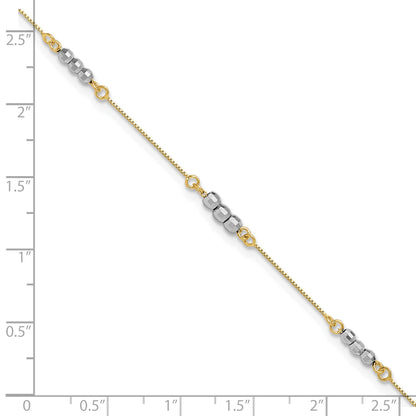 14K Two-Tone Mirror Beaded 7.25 inch Bracelet