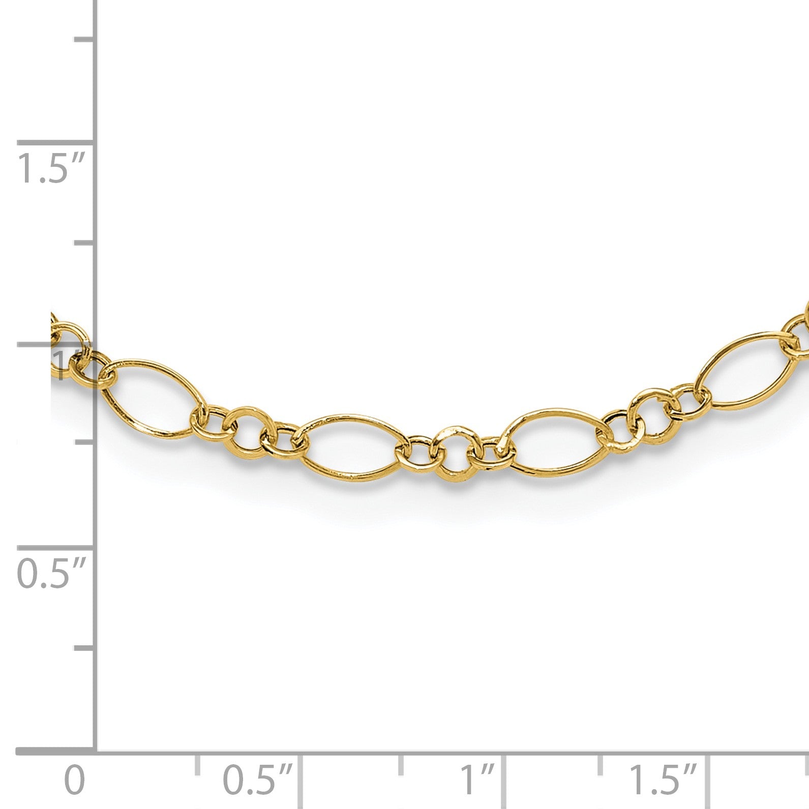14k Polished 3mm Fancy Oval and Round Link 18 inch Necklace