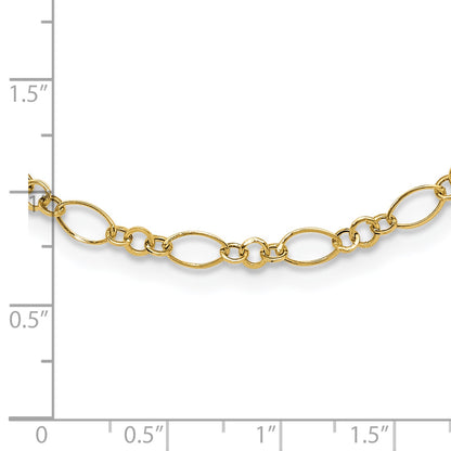 14k Polished 3mm Fancy Oval and Round Link 18 inch Necklace