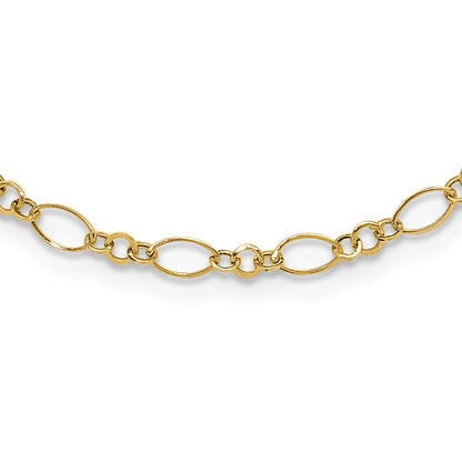 14k Polished 3mm Fancy Oval and Round Link 18 inch Necklace