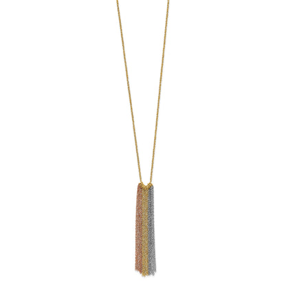 14k Tri-color Dangle Chain 16 inch Necklace Plus 2 inch Extender