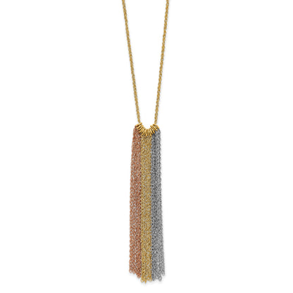 14k Tri-color Dangle Chain 16 inch Necklace Plus 2 inch Extender