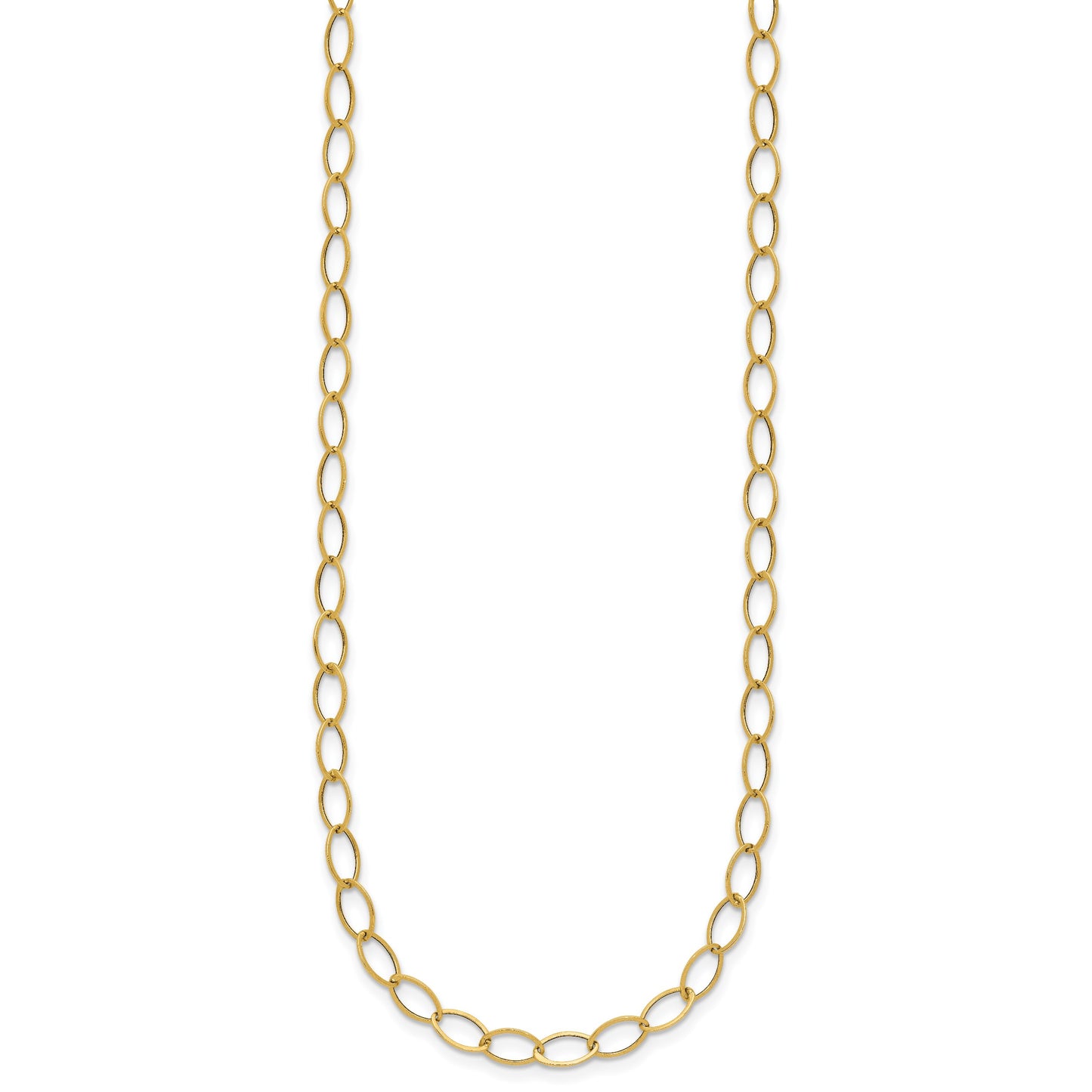 14k Polished 4mm Fancy Oval Link 18 inch Necklace