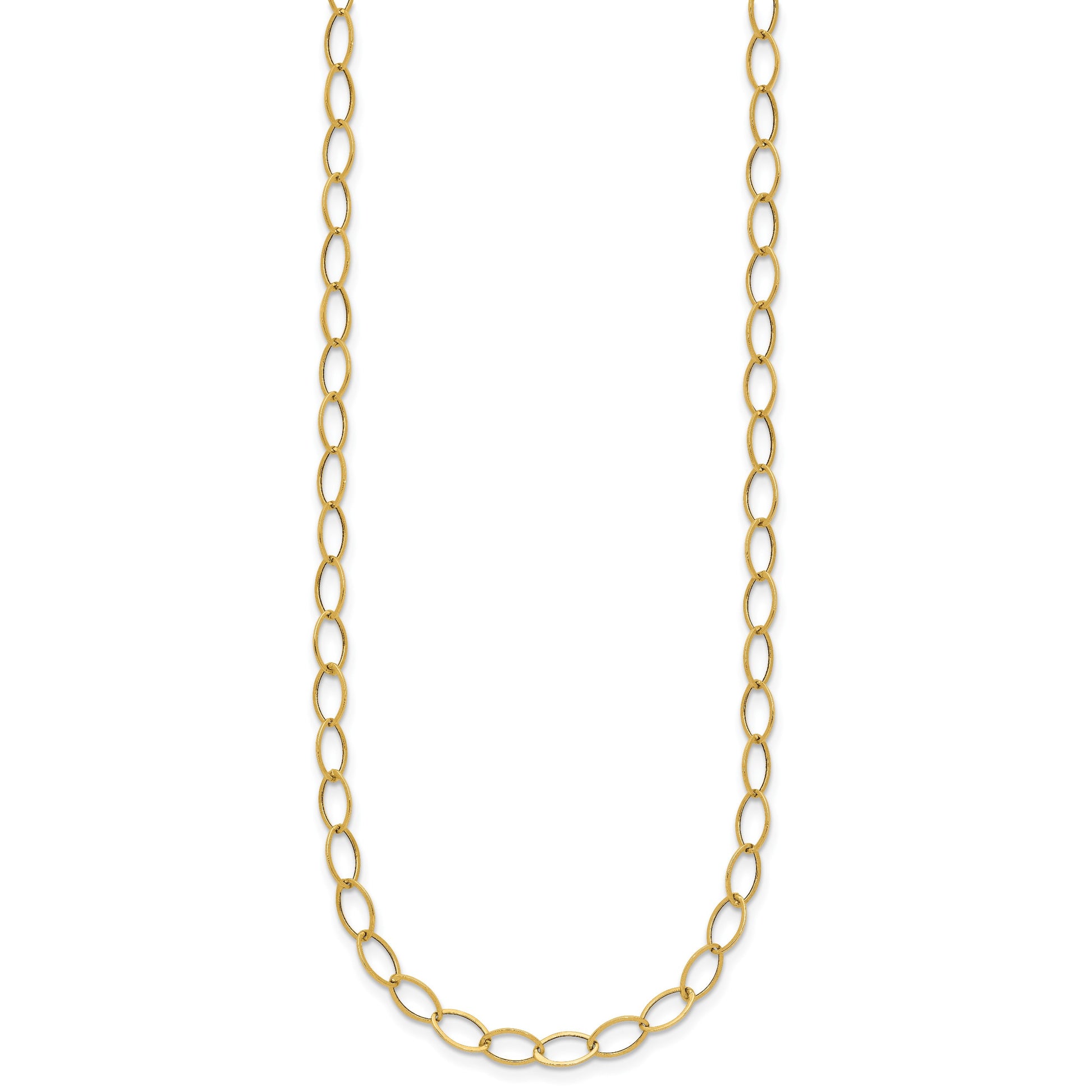 14k Polished 4mm Fancy Oval Link 18 inch Necklace