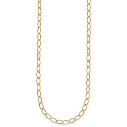14k Polished 4mm Fancy Oval Link 18 inch Necklace